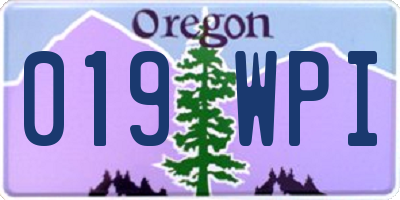 OR license plate 019WPI