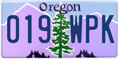 OR license plate 019WPK