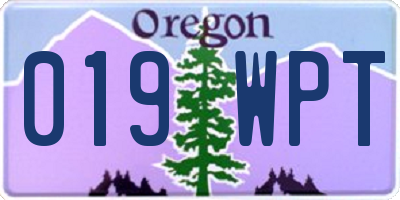 OR license plate 019WPT