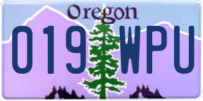 OR license plate 019WPU
