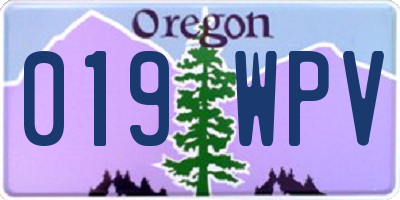 OR license plate 019WPV
