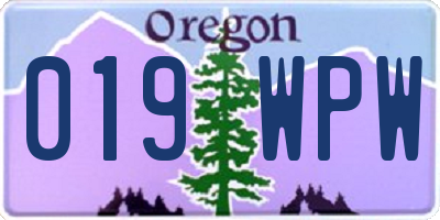 OR license plate 019WPW