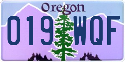 OR license plate 019WQF