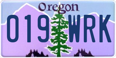OR license plate 019WRK