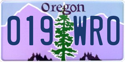 OR license plate 019WRO