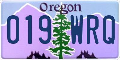 OR license plate 019WRQ