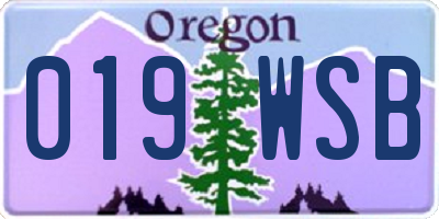 OR license plate 019WSB