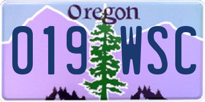 OR license plate 019WSC