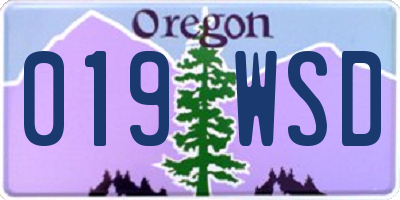 OR license plate 019WSD