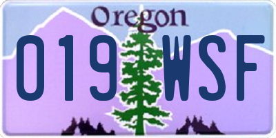 OR license plate 019WSF
