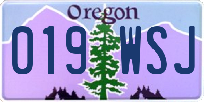 OR license plate 019WSJ