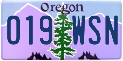 OR license plate 019WSN