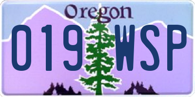 OR license plate 019WSP
