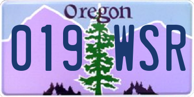OR license plate 019WSR