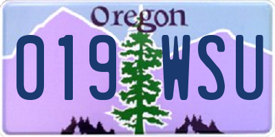 OR license plate 019WSU