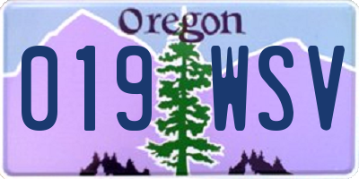 OR license plate 019WSV