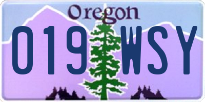OR license plate 019WSY