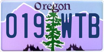 OR license plate 019WTB