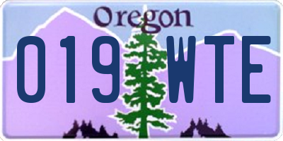 OR license plate 019WTE