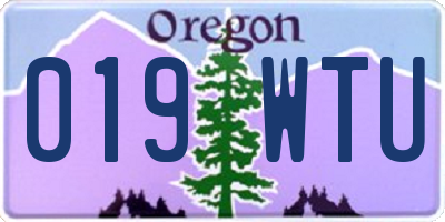 OR license plate 019WTU