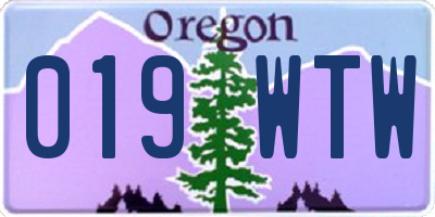 OR license plate 019WTW