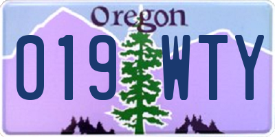 OR license plate 019WTY