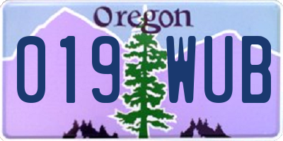 OR license plate 019WUB