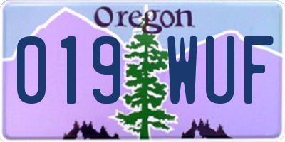OR license plate 019WUF