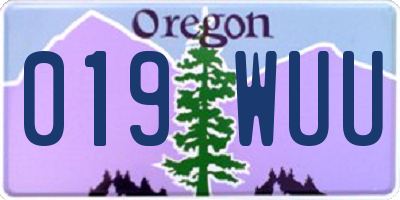 OR license plate 019WUU