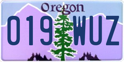 OR license plate 019WUZ