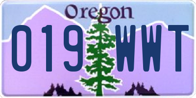 OR license plate 019WWT