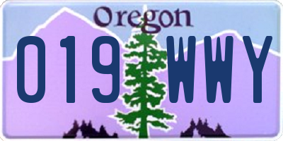 OR license plate 019WWY