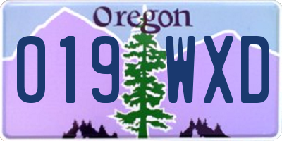 OR license plate 019WXD