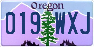OR license plate 019WXJ