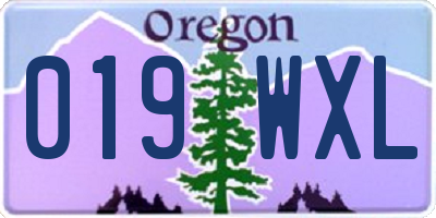 OR license plate 019WXL