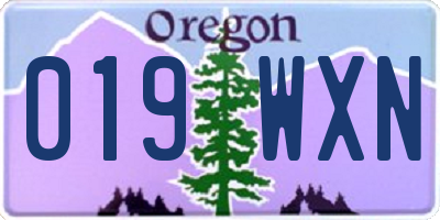 OR license plate 019WXN
