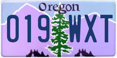 OR license plate 019WXT