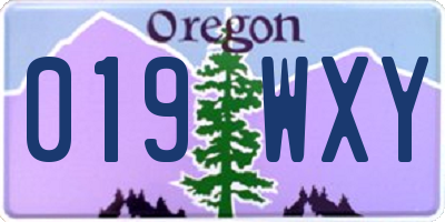 OR license plate 019WXY