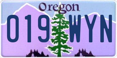 OR license plate 019WYN