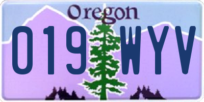 OR license plate 019WYV