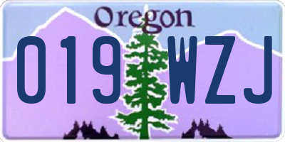 OR license plate 019WZJ