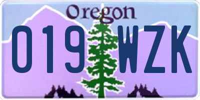 OR license plate 019WZK