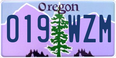 OR license plate 019WZM