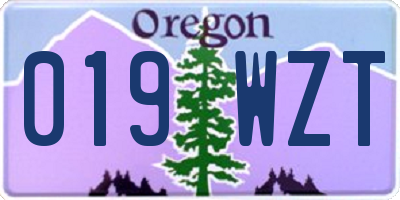 OR license plate 019WZT