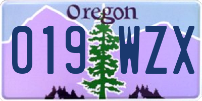 OR license plate 019WZX