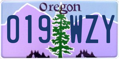 OR license plate 019WZY