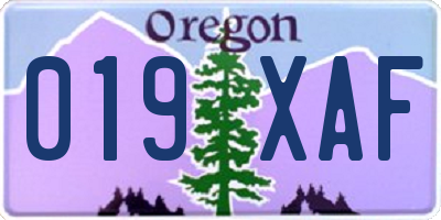 OR license plate 019XAF