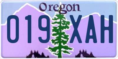 OR license plate 019XAH