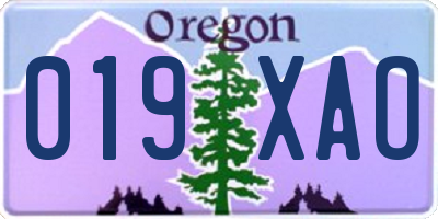 OR license plate 019XAO
