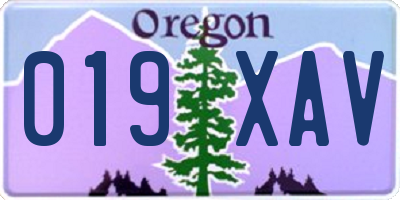 OR license plate 019XAV